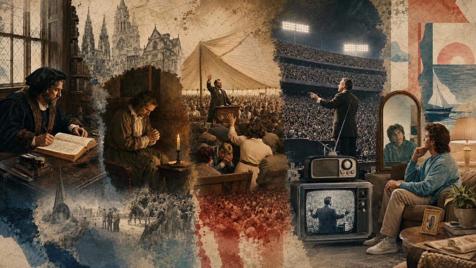 A visual history of evangelical preaching from Reformation-era study to modern media