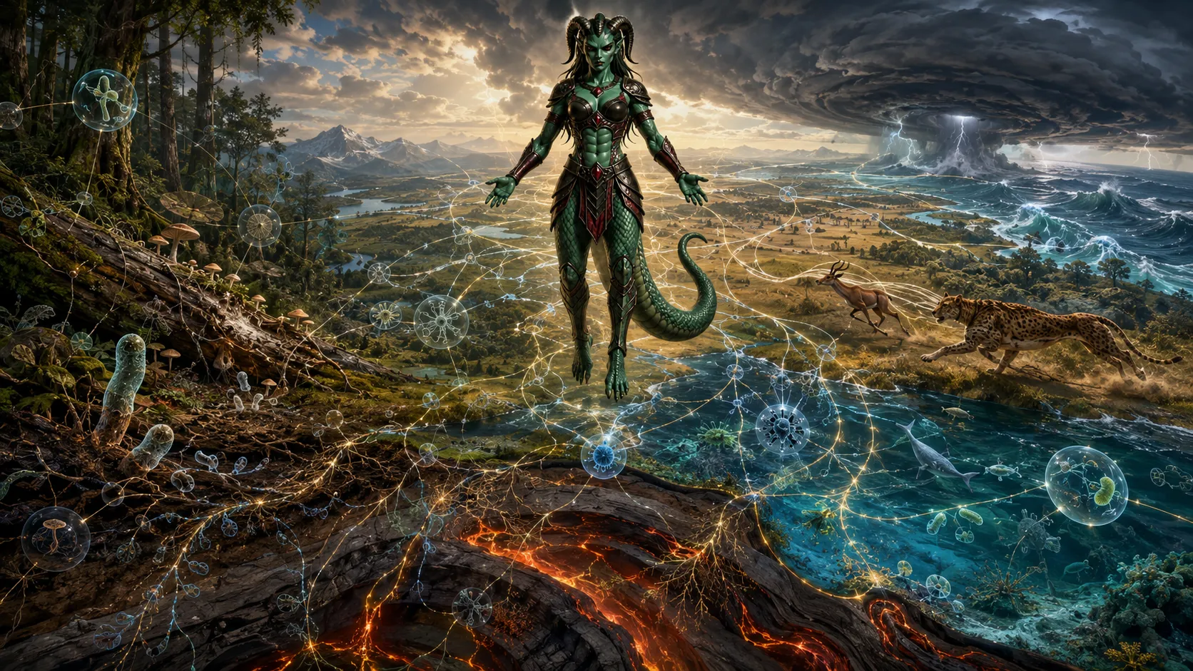 A functioning world of ecosystems, predators, and natural forces